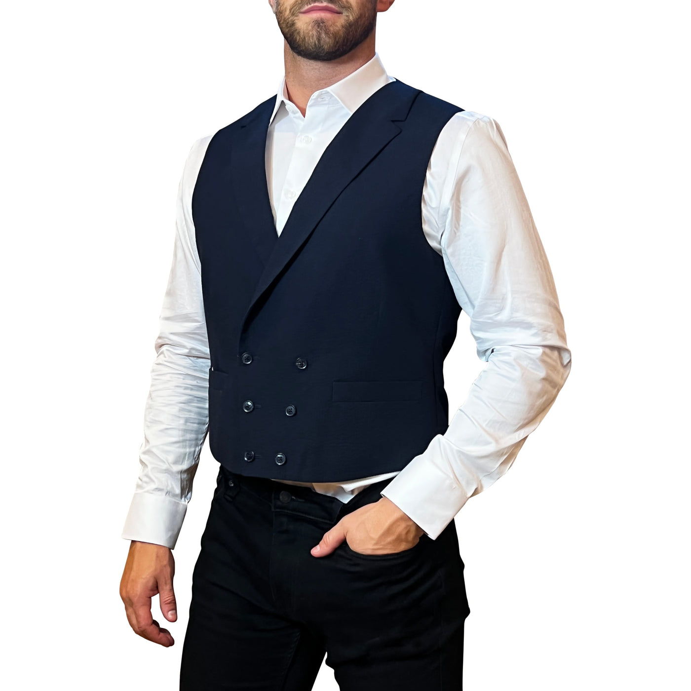 Gotstyle Fashion - NYFS Vests Seersucker Double Breasted Cotton Vest - Navy