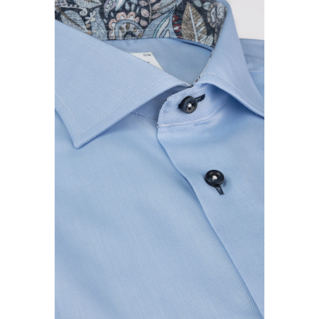 Gotstyle Fashion - Oscar Of Sweden Collar Shirts Twill Shirt Contrast Print - Light Blue