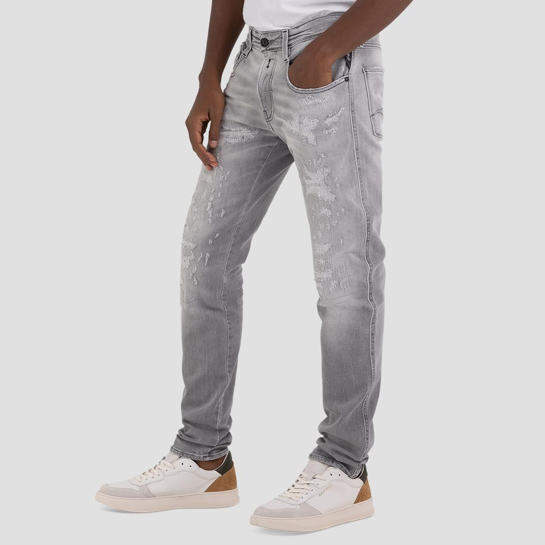 Gotstyle Fashion - Replay Denim Distressed Slim Fit Jean - Light Grey