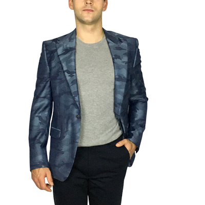 Gotstyle Fashion - NYFS Blazers Camo Wide Peak Lapel Wool / Silk Blazer
