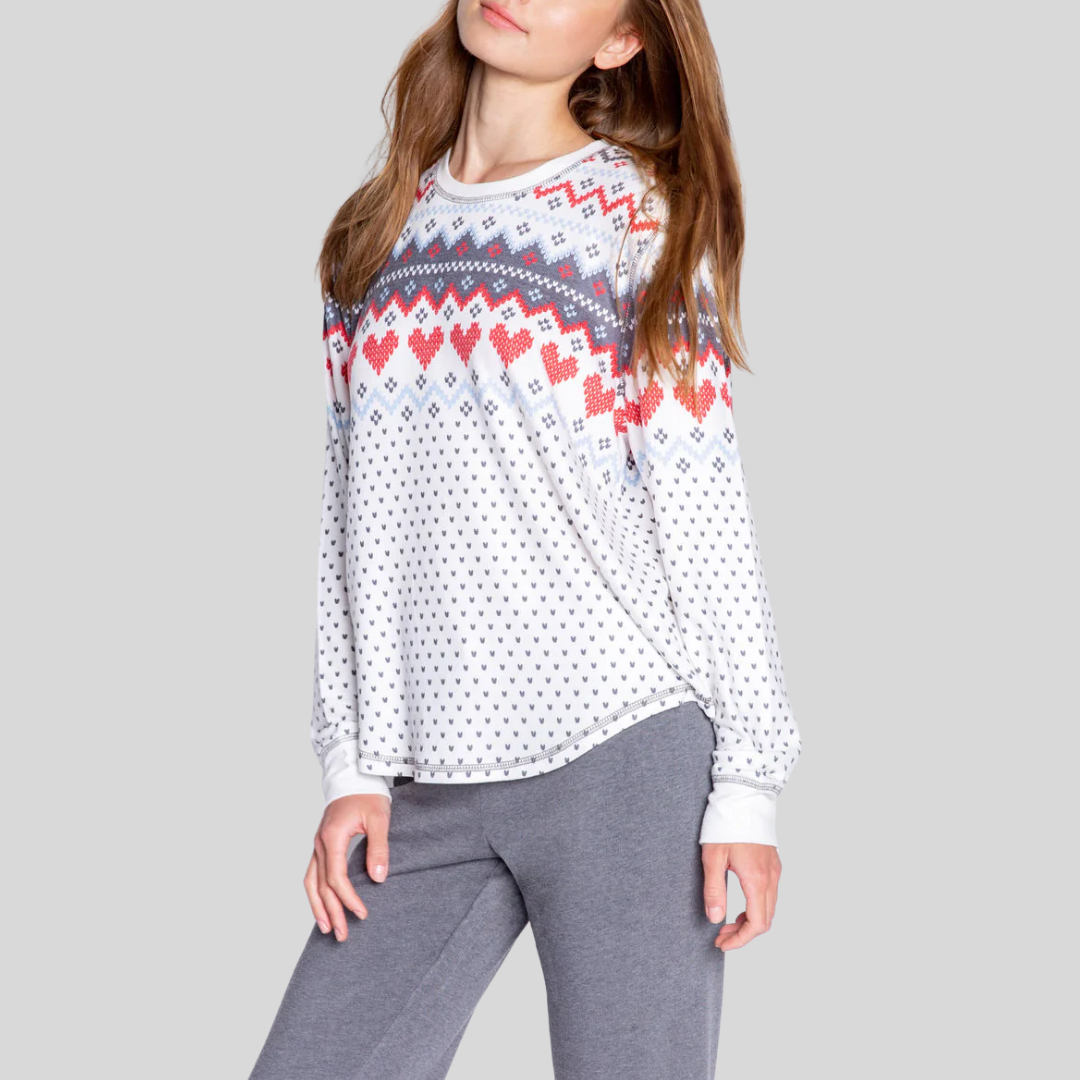 Gotstyle Fashion - PJ Salvage Sweatshirts Patterned Fair Isle Top - White