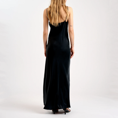 Gotstyle Fashion - Sand Dresses Silk/Viscose Double Shoulder Chain Slip Dress - Black