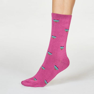Gotstyle Fashion - Thought Socks Heart Stripe Socks - Violet Pink
