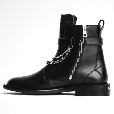 Gotstyle Fashion - Zadig & Voltaire Shoes High Ankle Leather Zip Boots - Black