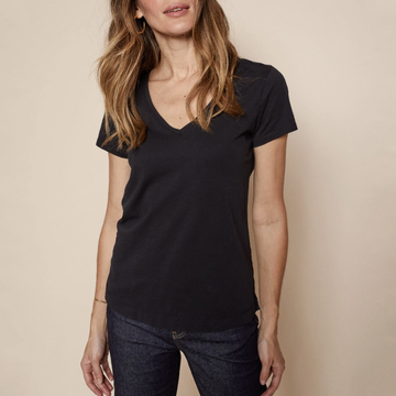 Deep V-Neck Tee - Black