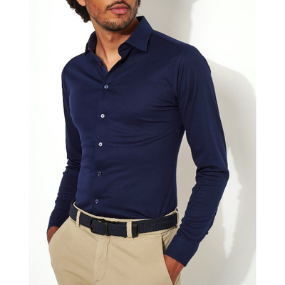Gotstyle Fashion - Desoto Collar Shirts Basic Jersey Shirt with Kent Collar - Navy