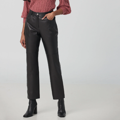Gotstyle Fashion - Iris Setlakwe Pants Lamb Leather Straight Leg Pant - Black