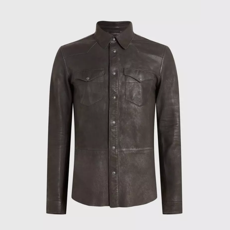 Gotstyle Fashion - John Varvatos Jackets Leather Western Shirt Jacket - Black