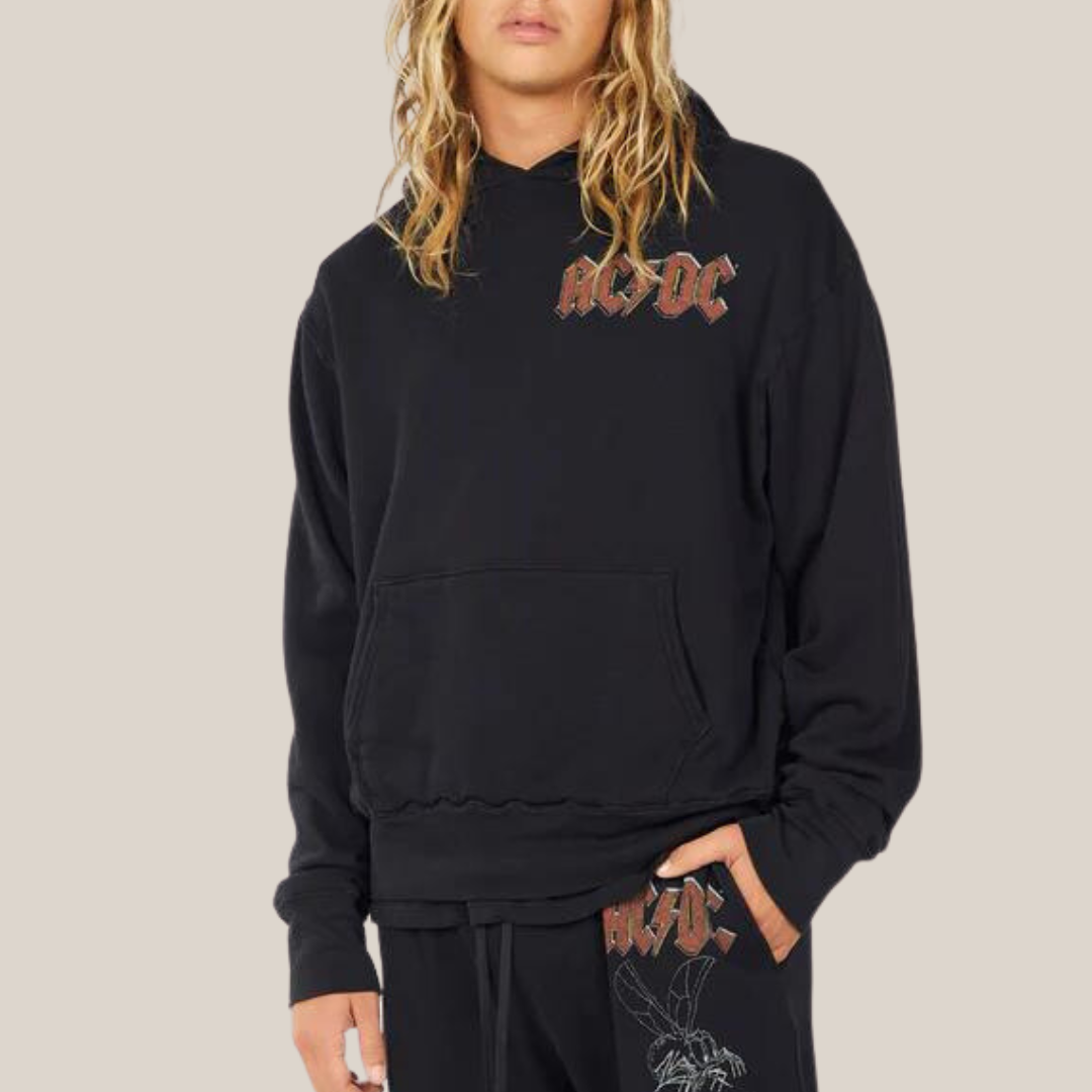 Gotstyle Fashion - Lauren Moshi Sweatshirts AC/DC Bug Classic Pullover Pocket Hoodie - Black