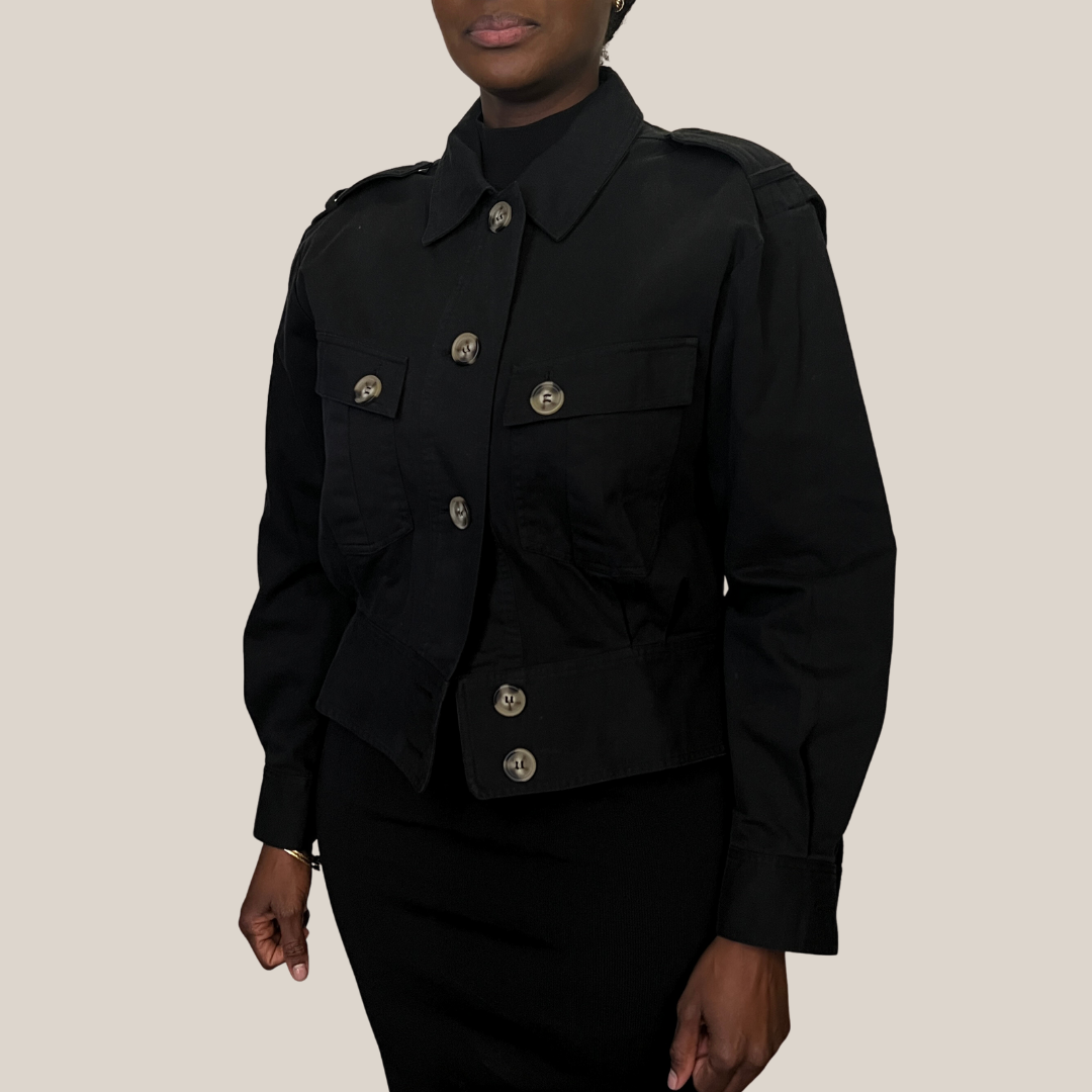 Gotstyle Fashion - Culture Jackets Cropped Cotton Jacket Flap Pockets - Black