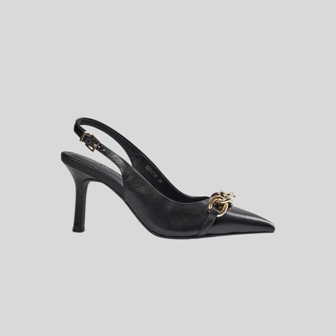 Gotstyle Fashion - Sofie Schnoor Shoes Slingback Stiletto Heel Chain Detail - Black