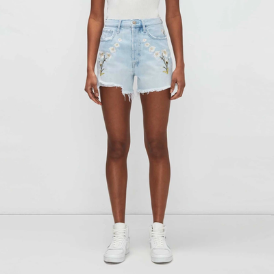 Gotstyle Fashion - 7 For All Mankind Shorts Embroidered Cutoff Distressed Short - Light Blue