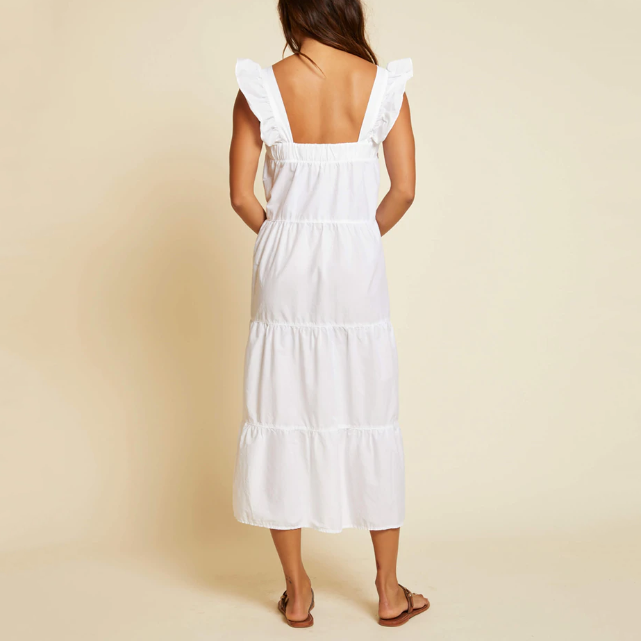 Gotstyle Fashion - Nation Ltd Dresses Tiered Sundress with Shoulder Ruffle - White