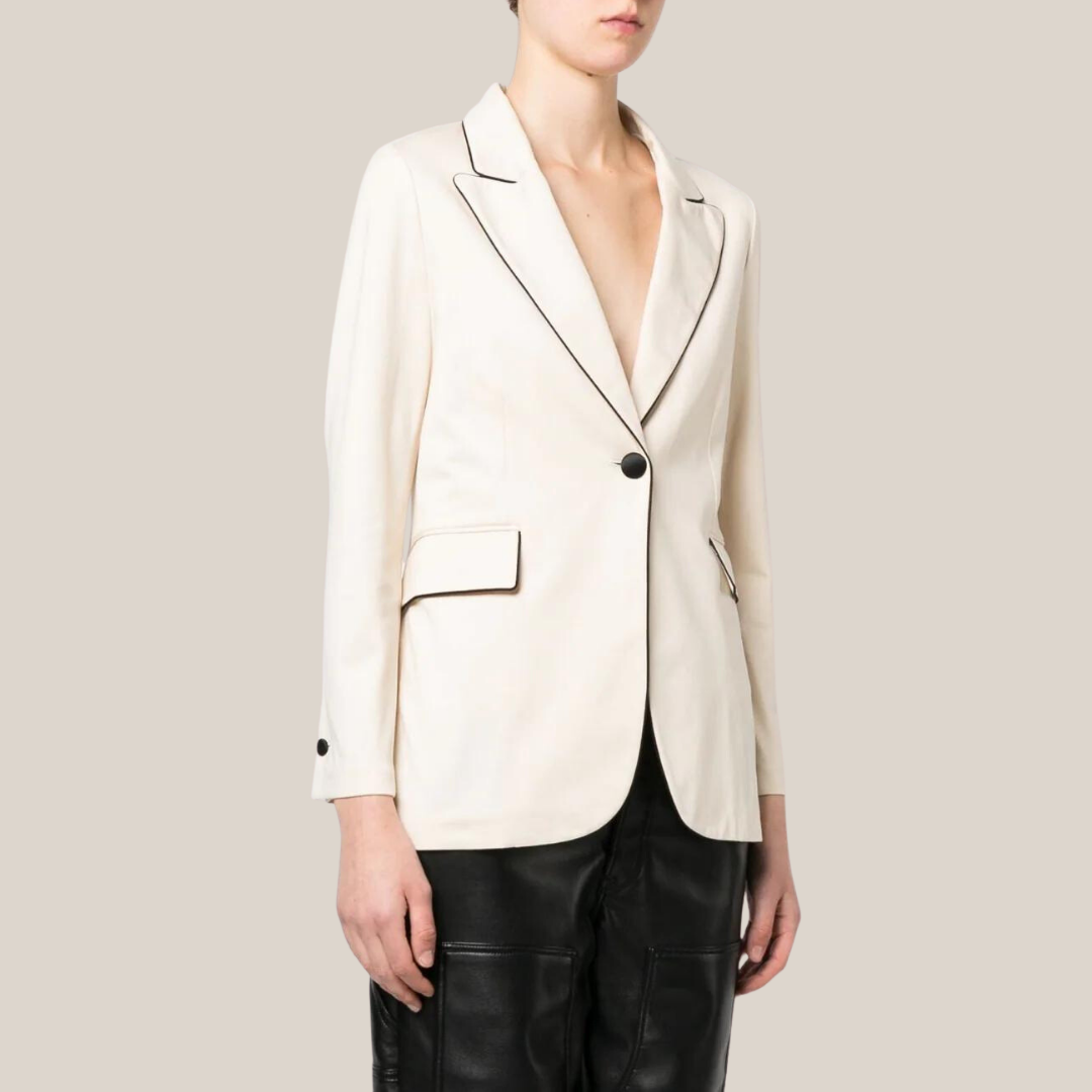 Gotstyle Fashion - Circolo 1901 Blazers Premium Knit Jersey Blazer with Piping - Cream