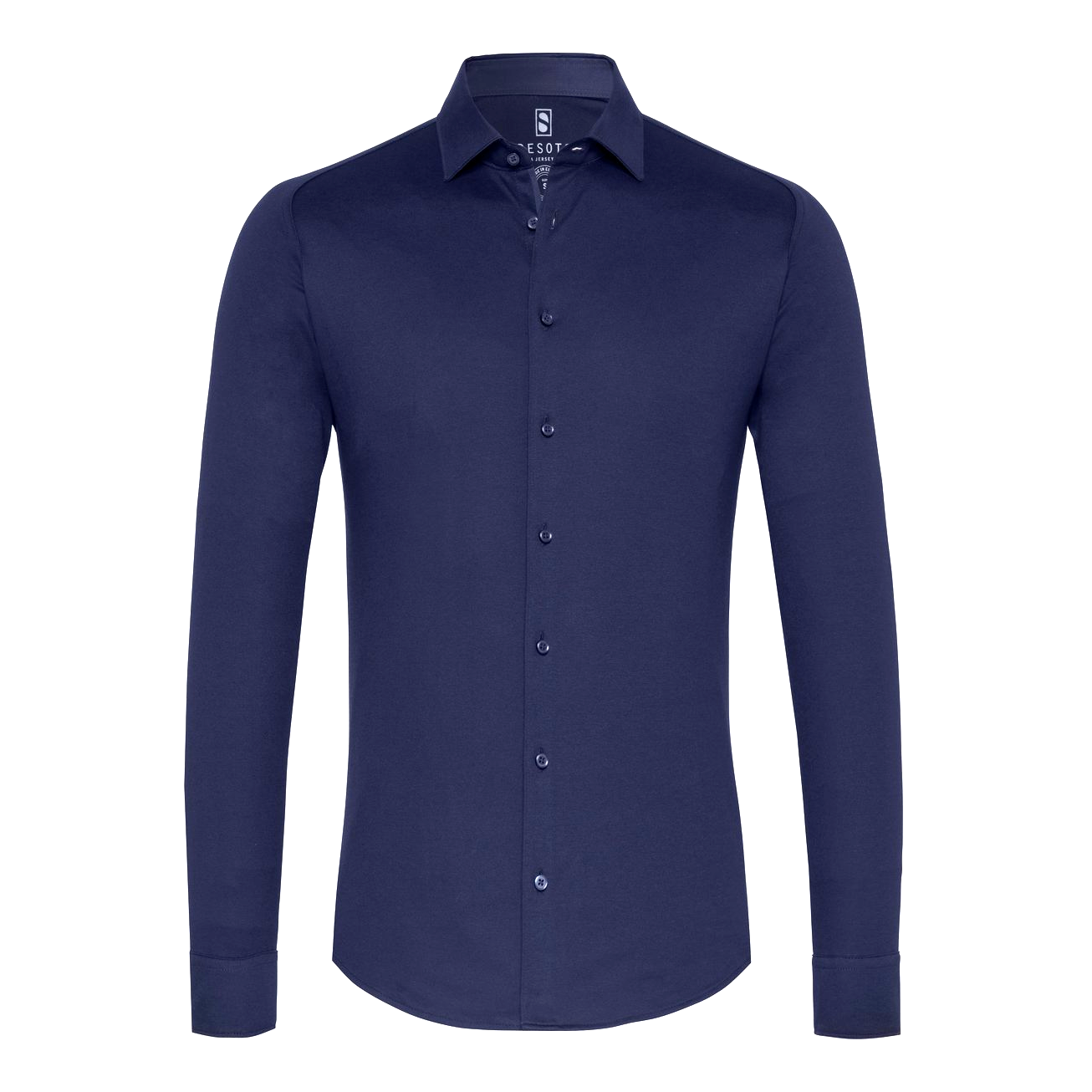 Gotstyle Fashion - Desoto Collar Shirts Basic Jersey Shirt with Kent Collar - Navy