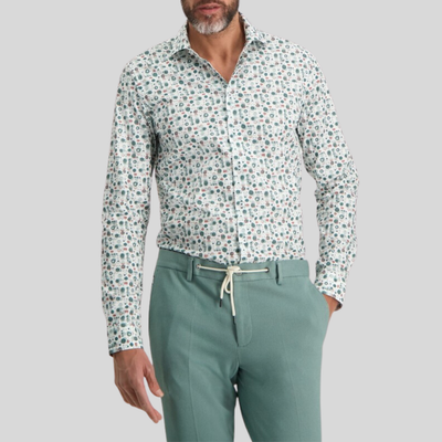 Gotstyle Fashion - Blue Industry Collar Shirts Bubbles Print Spread Collar Shirt - Green