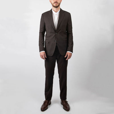 Gotstyle Fashion - 0909 Suits Tonal Glen Plaid Wool Suit - Brown