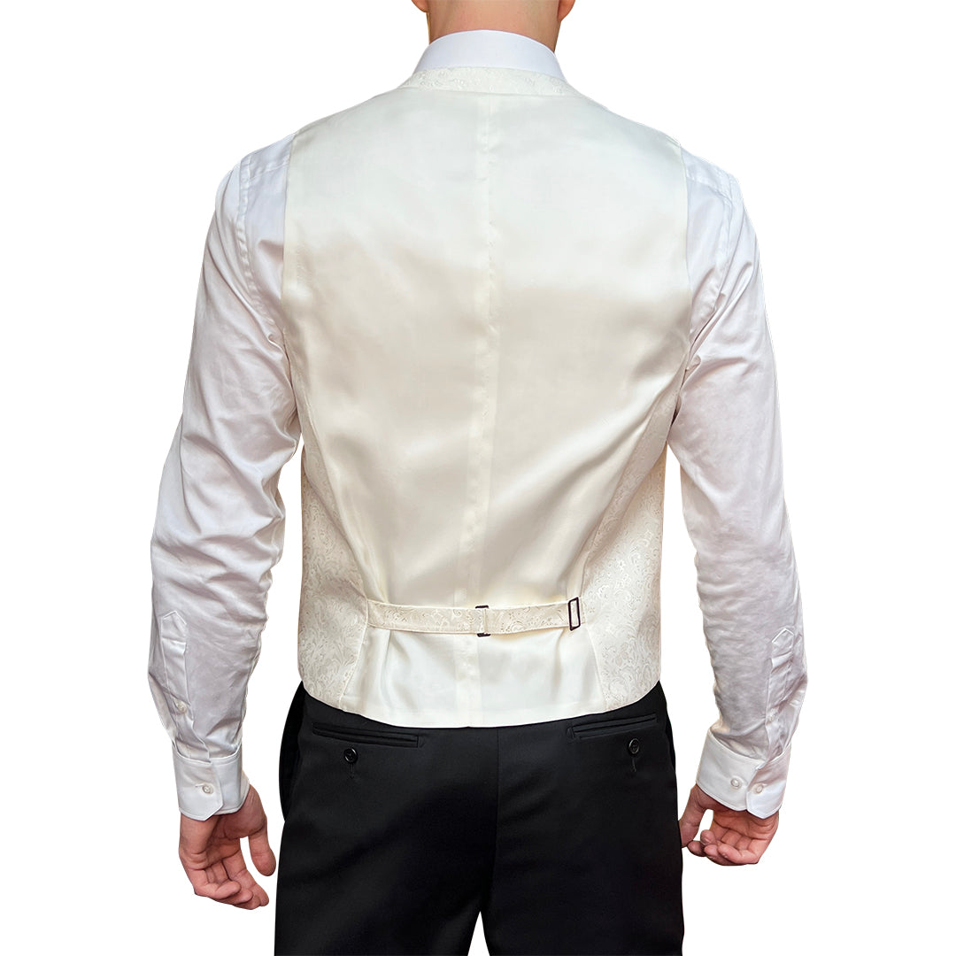 Gotstyle Fashion - Digel Vests Baroque Pattern Modern Fit Silk Ceremony Vest - White