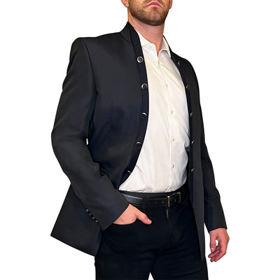 Gotstyle Fashion - Digel Blazers Jacquard Pattern Double Row Buttons Blazer - Navy