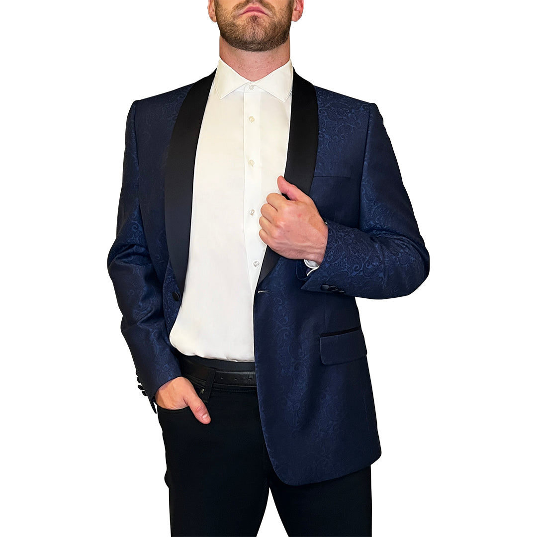 Gotstyle Fashion - NYFS Tuxedo Paisley Tuxedo Jacket Shawl Collar - Navy