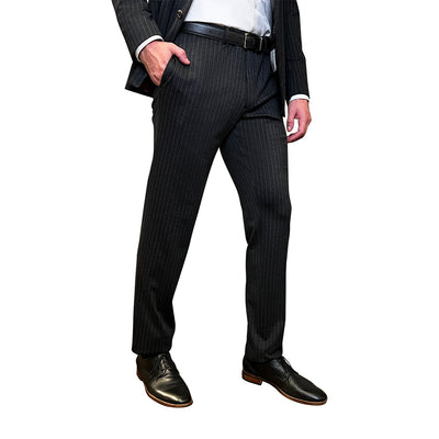 Gotstyle Fashion - Jack Victor Suits Pinstripe Patch Pocket Wool Blend Knit Suit - Charcoal