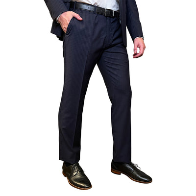 Gotstyle Fashion - NYFS Suits Tattersall Check Peak Lapel Suit - Navy