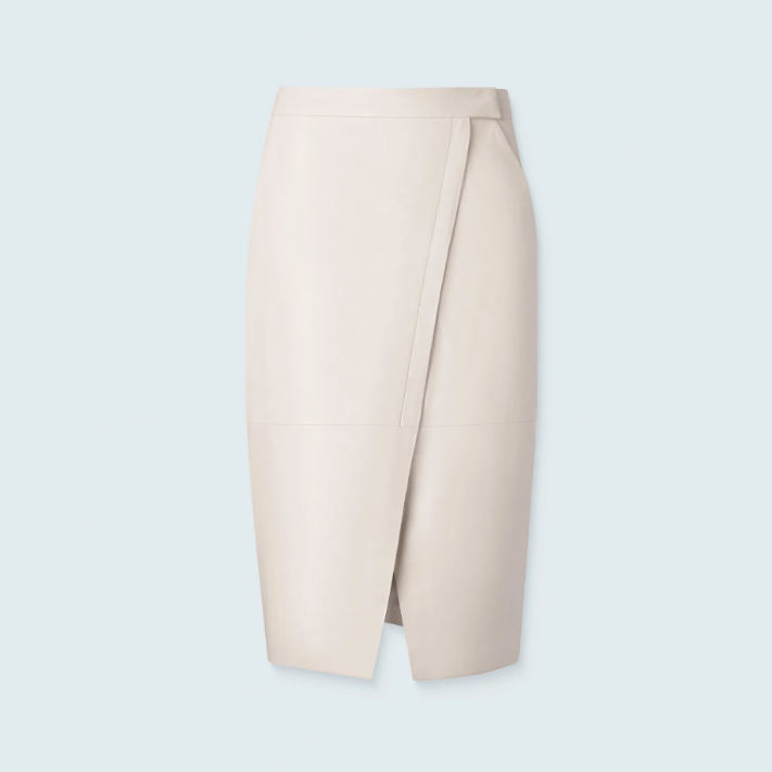 Gotstyle Fashion - Iris Setlakwe Skirts Leather Pencil Skirt Front Vent - Beige