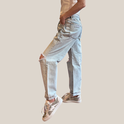 Gotstyle Fashion - One Teaspoon Denim Destructed Wide Leg Low-Waist Jeans - Light Blue