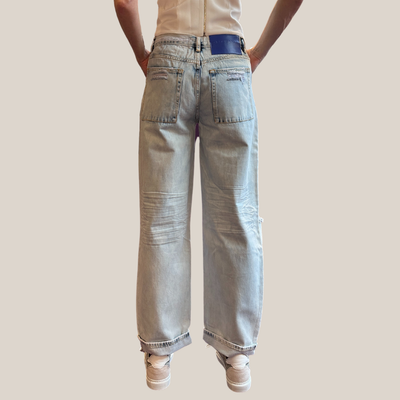 Gotstyle Fashion - One Teaspoon Denim Destructed Wide Leg Low-Waist Jeans - Light Blue