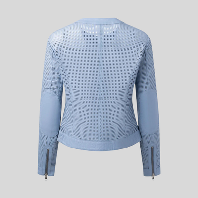 Gotstyle Fashion - Iris Setlakwe Jackets Perforated Soft Leather Biker Jacket - Light Blue