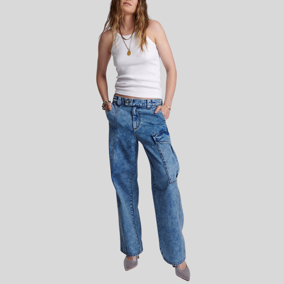 Gotstyle Fashion - One Teaspoon Denim Wide Leg Low-Waist Cargo Jeans - Blue