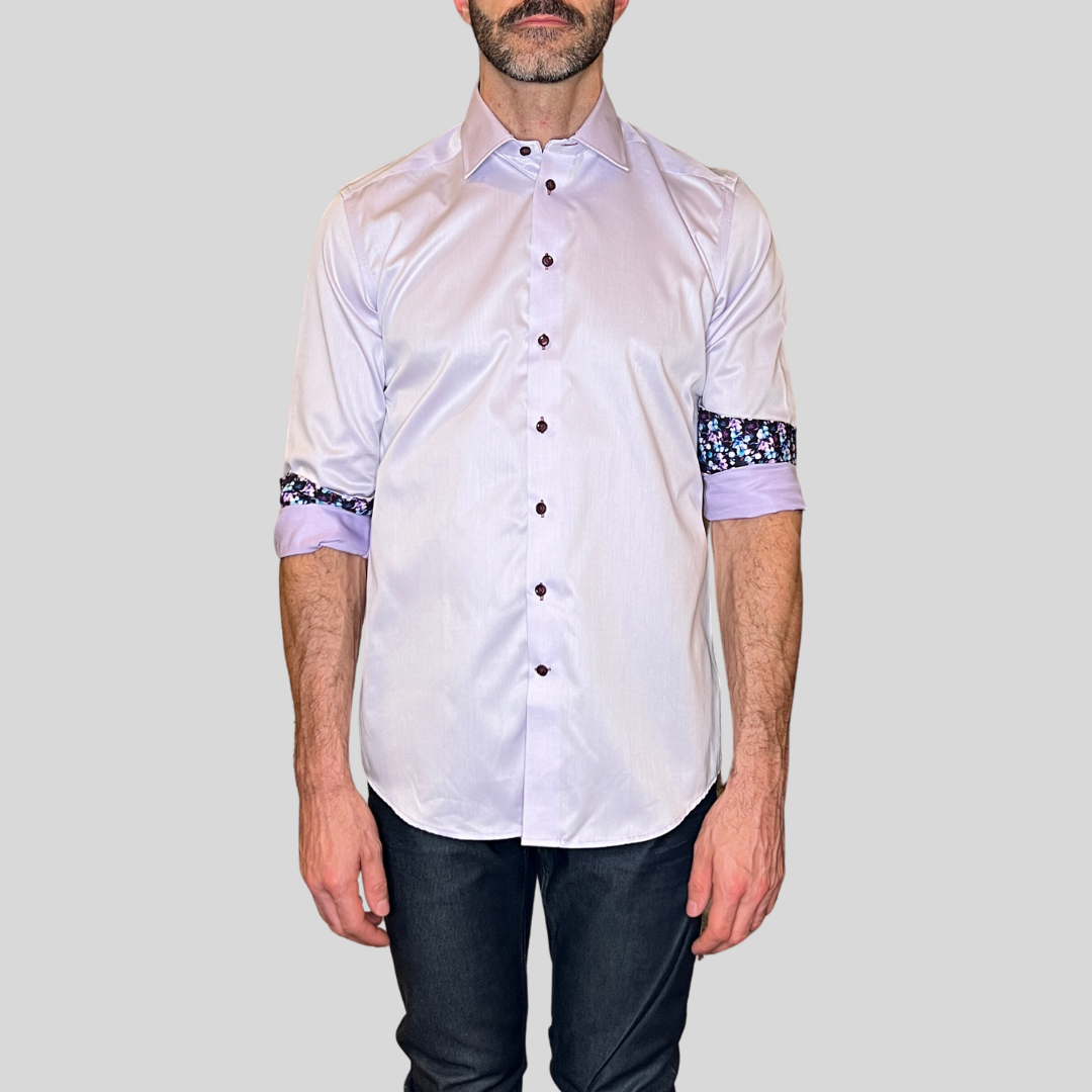 Gotstyle Fashion - Danini Collar Shirts Dress Shirt with Geo Print Contrast Trim - Pink