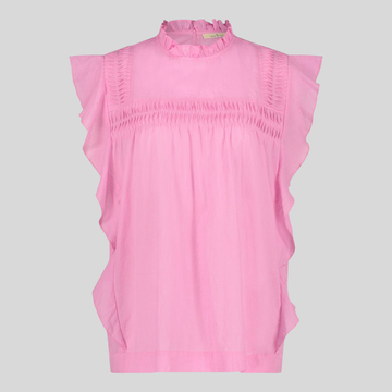 Sleeveless Blouse with Ruffles - Pink