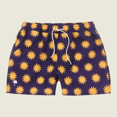 Gotstyle Fashion - OAS Shorts Suns Pattern Print Swim Shorts - Dark Blue/Yellow