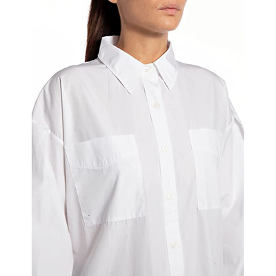 Gotstyle Fashion - Replay Blouses Balloon Sleeve Blouse Chest Pockets - White