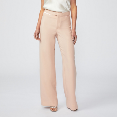 Gotstyle Fashion - Paige Pants High Rise Wide Leg Pant with Satin Contrasts - Rose