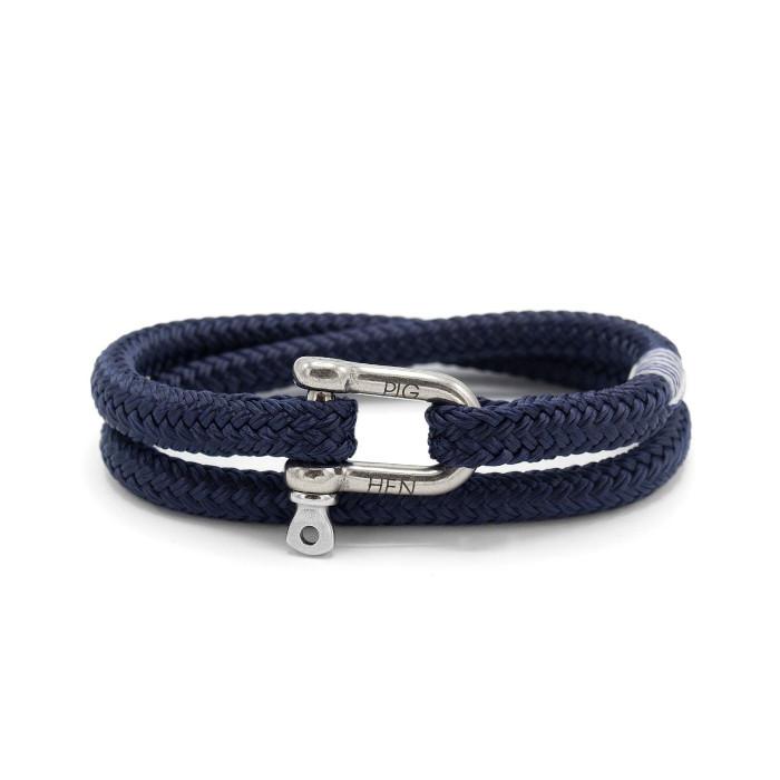 Gotstyle Fashion - Pig & Hen Jewellery Salty Steve Wrap Rope Bracelet with Shackle - Navy