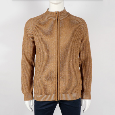 Gotstyle Fashion - Horst Sweaters Shaker Knit Mock Neck Zip Sweater - Tan
