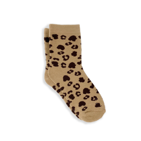 Gotstyle Fashion - XS Unified Socks Leopard Pattern Cotton Blend Ankle Socks - Tan