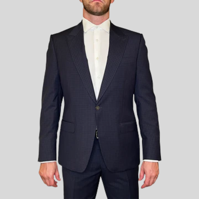 Gotstyle Fashion - NYFS Suits Tattersall Check Peak Lapel Suit - Navy