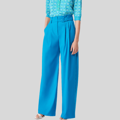 Gotstyle Fashion - Suncoo Pants Flowy Wide Leg Pant with Belt - Teal