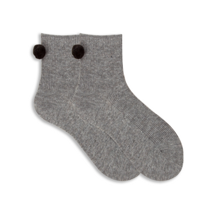 Gotstyle Fashion - XS Unified Socks Warm Knit Pom Pom Crew Socks - Grey