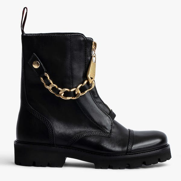 Gotstyle Fashion - Zadig & Voltaire Shoes Smooth Leather Zip Up Combat Boot - Black